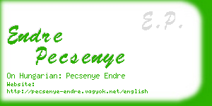 endre pecsenye business card